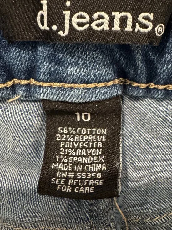 d.jeans Size 10 Trouser Jeans Braided Waistband Dark Wash Stretch Straight Leg - Picture 5 of 11